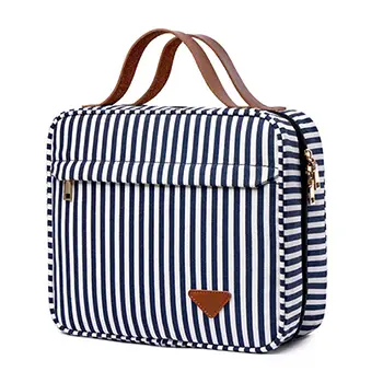 2022 Summer New Zipper Travel Stripe Canvas Weekender Large Makeup Case Bag